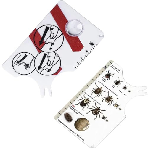 WUBAYI Set di 2 carte per la rimozione delle zecche con lente d'ingrandimento, strumento per carte di credito per animali domestici e umani