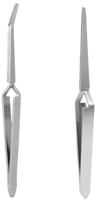 tiyiyok 2 pinze per pinzette, pinzette per ciglia, pinzette per depilare con punta dritta e curva, pinze per estensione ciglia in acciaio inox, per fai da te, manicure, estensioni per ciglia