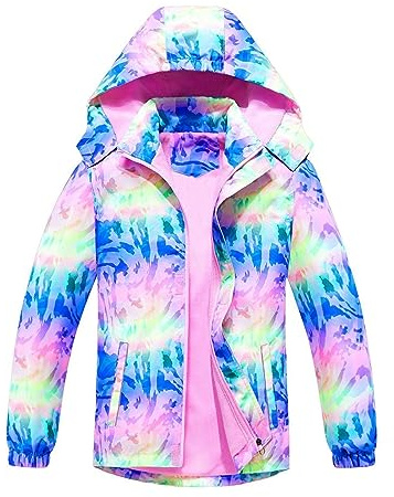 Softshelljacke Mädchen Regenjacke Kinder Wasserdicht Jacke Gradient Windjacke Outdoor Regenjacken Mantel Mädchen Regenmäntel Winter Windjacke mit Kapuze Skater Pulli