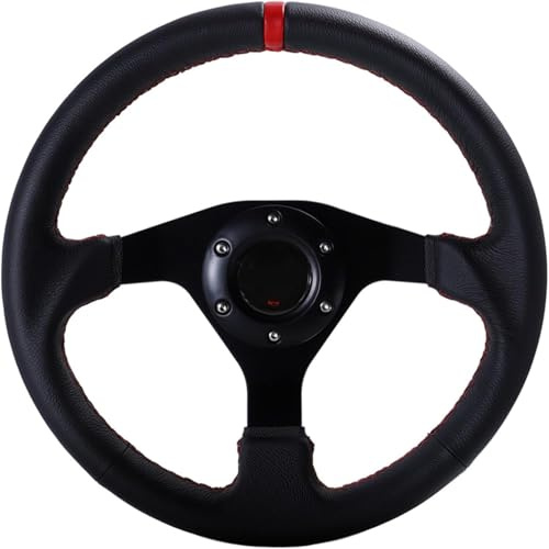 Universal Racing Lenkrad 320mm Sport Flat Lenkrad Leder Racing Drift Pc SIM Game Lenkrad Control Frame, Leather-red Stitch