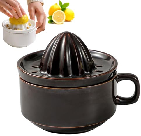 Pasdrucn 200ml Presse Agrumes Manuels En Céramique Lavable Lave-Vaisselle, Presse-citron En Céramique, Presse Citron Manuel Rotation Presse Pour Presser Citrons Oranges Agrumes (Marron)