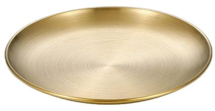 DTACBNEUZ plato hondo Placa de acero inoxidable Cubiertos apilables Bandeja almacenamiento Plato redondo metal for refrigerios fruta cena for cocina Hotel Restaurante Postre Camping(14cm)