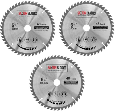 Saxton TCT Circular Wood Saw Blades 165mm x 48T x 20mm Bore - (Pack of 3)