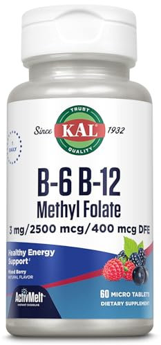 Kal Solaray Microtabletas de B6, B12, Methyl Folate, Homocisteína, 60 comprimidos