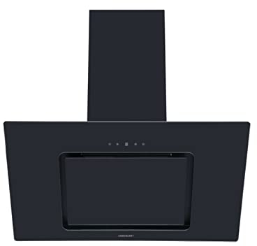 Cookology VER805BK/A++ 80cm Black Angled Glass Chimney Cooker Hood | Touch Controls