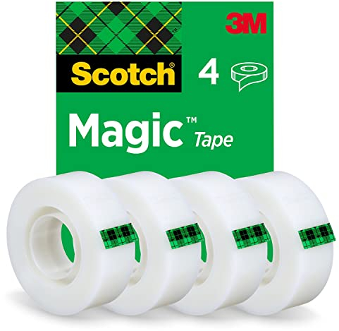 Scotch Nastro adesivo Magic - 4 Rotoli da 19 mm x 33 m - Nastro Trasparente Opaco e Scrivibile Ottimo per Casa, Ufficio e Scuola
