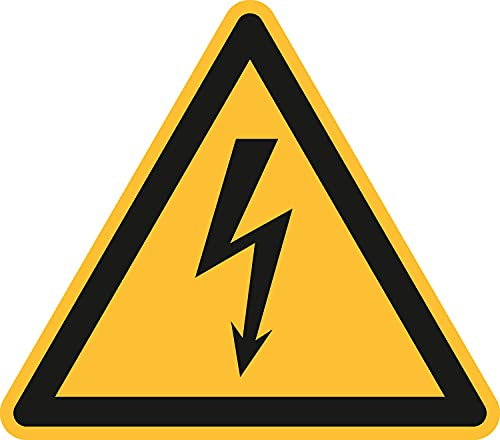 Warnung vor gefährlicher, elektrischer Spannung, Kunststoff, Seitenlänge: 200 mm, ASR A1.3/ISO 7010 [W012], Warnzeichen, Schild, 20 cm