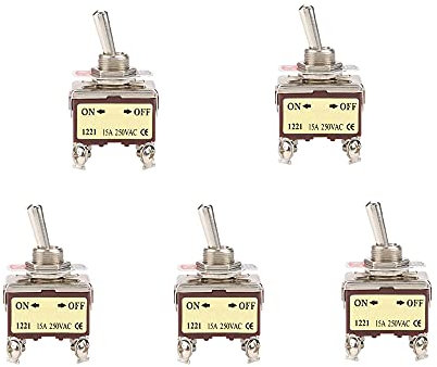 5 pezzi ON-OFF 2 posizioni interruttore a levetta, 4 pin 12 mm, montaggio 15 A 250 V CA per automobili, elettrodomestici, controllo industriale