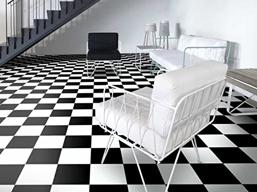 Revetement de sol en PVC en échiquier noir blanc, Découpe (2m de large, 5m de long)