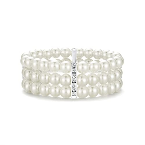 BABEYOND Bracelet de Perles d'imitation-des Années 1920 pour Femme Bracelet de perles Style Gatsby 3 Rangs