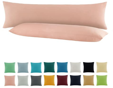 SHC by BaSaTex Jersey Kissenbezug, 2er Pack, 40x145 cm, Altrosa Rosa | 100% Baumwolle, Kissenhüllen, Kopfkissenbezug, Seitenschläfer Kissenbezug
