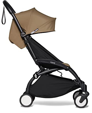 Passeggino BABYZEN YOYO2 6+ (Telaio Nero e Rivestimento colorato 6+ Toffee) - Include l’imbracatura, lo schienale, i supporti della cappottina, il cuscino e la cappottina abbinata