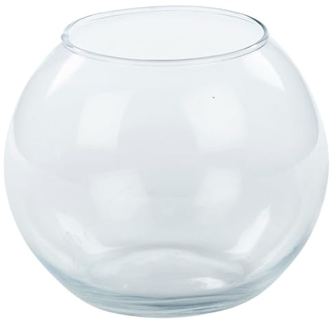 URBNLIVING Recycled Clear Glass Round Flower Pot Fish Bowl Vase Floral Display Centrepiece (Large)