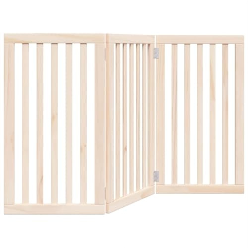 vidaXL Hundgrind hopfällbar 3 paneler 150 cm poppel, husdjursgrind, säkerhetsgrind för hundar, säkerhetshundgrind, hundgrind för trappor