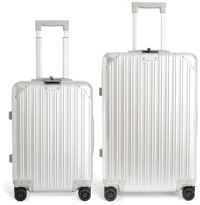 CREATE / Luggage Aluminium/Set de 2 Maletas rígidas Aluminio/Doble Cierre TSA, Ruedas multidireccionales, Organizador Interior, Impermeable, Mango telescópico