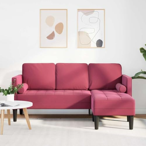 vidaXL Vinröd Schäslongsoffa För Stilfulla Vardagsrum Med Sittplats För 3 Personer Nutida Design Med Vadderade Armstöd Inomhusbruk Allsidig Konfiguration Och Hållbart Tyg Bekväm Soffa