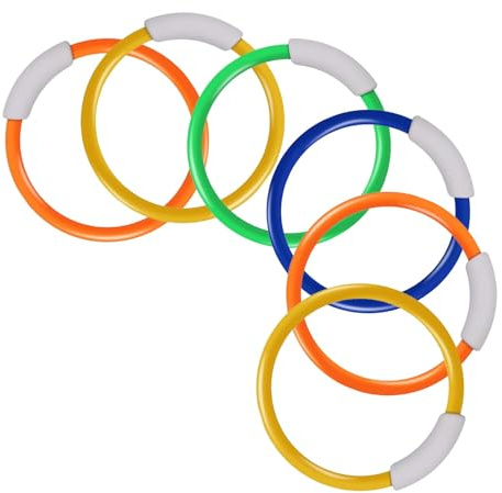 LandReCol 6 Stück Tauchringe Für Kinder, Tauchringe Für Ab 6, Wasserspielzeug Kinder, Pool Spielzeug, Geeignet zum Schwimmen, Training, Tauchspielzeug Pool Spielzeug