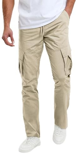 Aulemen Pantalon Homme Cargo Taille élastique Cordon de Serrage Pantalon de Jogging Homme de Loisirs avec Poches