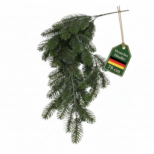 Künstliche Tannengirlande 78 cm – Weihnachtsgirlande Spritzguss geeignet für innen & außen verwandelt Jede Tür, Treppe und Kamin – Nadelfreie Tannenzweige künstlich wie echt für edle Weihnachtsdeko