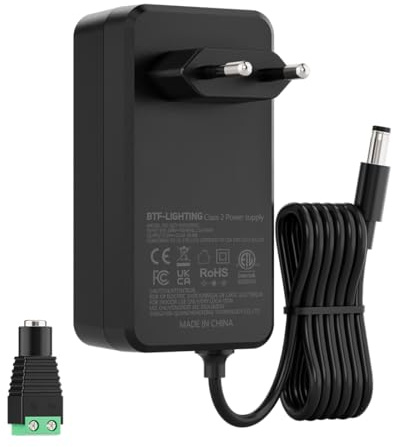 BTF-LIGHTING Strömförsörjning 5 V 10 A 50 W CE-certifierad LED-transformator AC 100-240 V till DC 5 V för WS2812B SK6812 LED-remsa, WiFi-router, USB-hubb, TV-hölje
