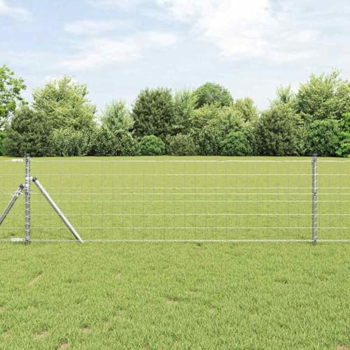 Euro staket silver 1 x 25 m, galvaniserat järn, robust metallstaket för trädgård och terrass, hållbar utomhusbarriär, väderbeständig, enkel montering