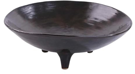 perfk Coupe à fruits en céramique à 3 pieds, assiette sur pied, panier décoratif pour comptoir de cuisine, plat sur piédestal pour salon de campagnard, Café Dia 15.5 Cm