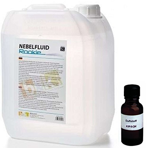5 Liter DJPower Nebelfluid ROOKIE + 30 ml Duftstoff Kirsche, Smoke-Fluid, Nebel-Fluid-Flüssigkeit für Nebelmaschine
