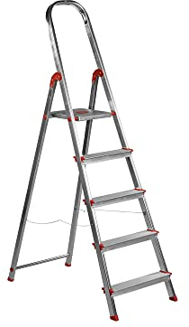 Escalera Aluminio Rolser Unica 5 Peldaños. Certificada según Norma Europea EN-131 para Uso doméstico y Profesional.