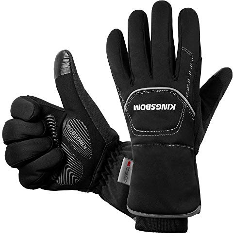 KINGSBOM -40F° Waterproof & Windproof Thermal Gloves - 3M Thinsulate Winter Touch Screen Warm Gloves - for Cycling,Riding,Running,Outdoor Sports - for Women and Men(Black,Medium)