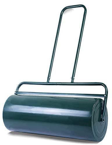GOPLUS Gräsrulle, 48 l/63 l trädgårdsvals kan fyllas med vatten och sand, gräskoter av metall, gräsvals jordbruksrulle för trädgård och park (48 L, grön)