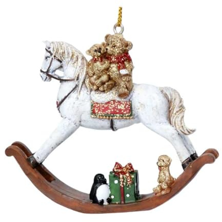 Gisela Graham One - Peluche de resina en caballo oscilante para colgar decoración navideña