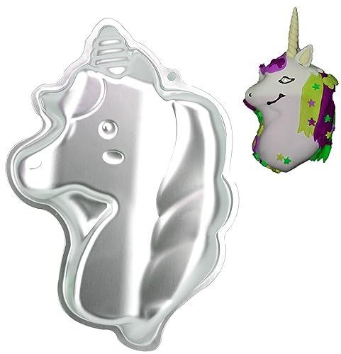 TinLeJa 3D Aluminum Unicorn Shape Cake Pan Tin Bakeware Cake Decorating Mould for Chocolate, Jelly, Pudding, Handmade Soap, Candy, Mousse
