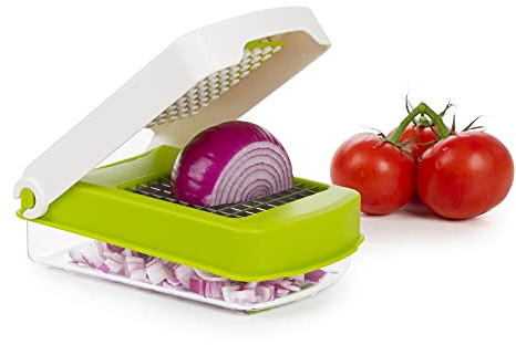 PrepWorks Compact Veggie Chopper – Space-Saving Manual Vegetable Cutter, Easy-to-Use, Stainless Steel Blades, BPA-Free