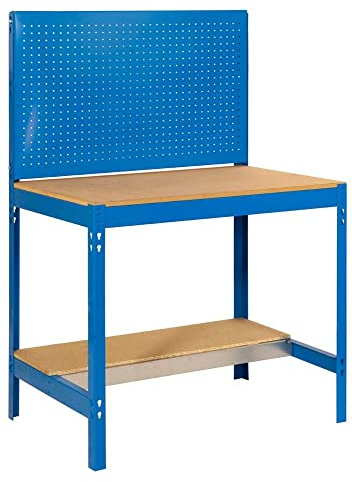 Werkbank Buffalo mit Werkzeugwand | HxBxT 84x90x61cm | Traglast 400kg | Blau
