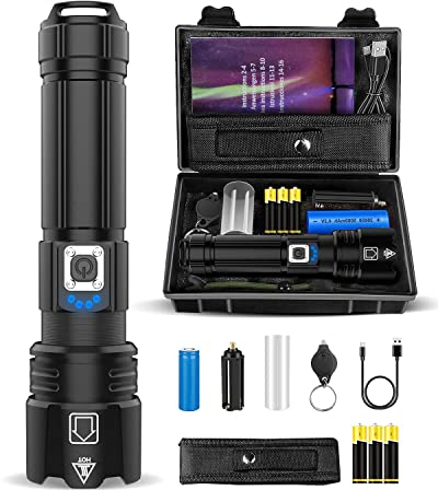 Tuare 15000 Lumens Super Bright LED Torch, XHP70.2, IP67 Waterproof, for Camping & Emergency (5000mAh Battery)
