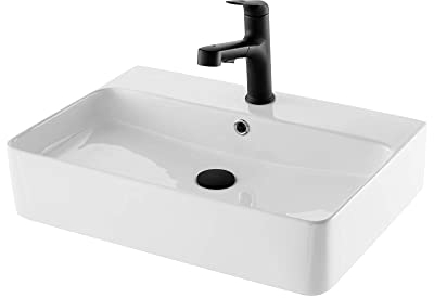 Schwänlein Lavabo per gli ospiti, in ceramica, design quadrato, 60 x 42 cm