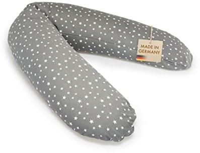 Stillkissen Classic 190cm (100% Jersey Baumwolle, Sterne grau-weiß)