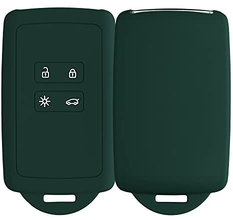 kwmobile Autoschlüssel Hülle kompatibel mit Renault 4-Tasten Smartkey Autoschlüssel (nur Keyless Go) - Silikon Schutzhülle Schlüsselhülle Cover in Tannengrün