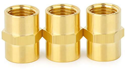 ChillWaves Brass Pipe Fitting, Hex Coupling 1 NPT Female x 1 NPT Female Thread Adapter(3-PACK)