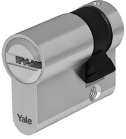 Yale Mezzo Cilindro Europeo di massima sicurezza per serratura YC202KD401005N1 Nichelato, 40/10mm, 5 Chiavi con pista Snake, 14 pin