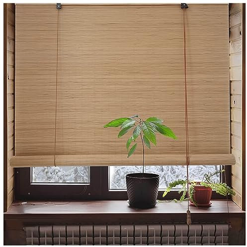 Naturale Tenda Bambu Esterno, Personalizzabile 45-180cm Larghezza Tende Avvolgibili in Bambù, Tapparella Di Bambù Con Sollevatore, Traspirante/Antipolvere/Parasole, Per Finestra/Porta/Patio Balcone