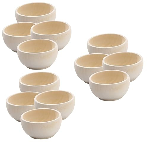 BESTonZON 12 Stk Kleine Holzschale Nüsse Schalen Pinchschale Aus Holz Snack-schalen Gewürzbecher Schüsseln Für Dip-sauce Diy Holzschalen Mini-schalen Aus Holz Kind Hölzern Snack-schüssel