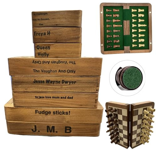 Personalised Chess Set, Personalised chess set for adults, Handcrafted Wooden Magnetic Chess Set with Storage, Travel Chess Set (10 inch)