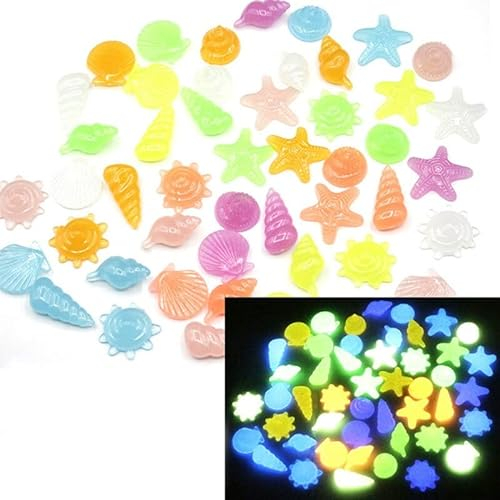 ZOLULA Dekosteine Kieselsteine 100 stücke Bunte Starfish Conch Shell-förmige glühende Steine ​​Ask Tank dekoratives Aquarium leuchtendes Kiesel für den Garten im Freien (Size : 200pcs)