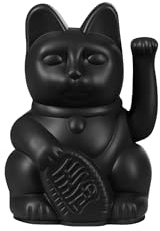 DONKEY Lucky Cat Mini Black - Schwarze Winkekatze, Maneki Neko, 9,8 cm groß