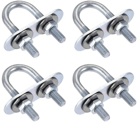 TA-VIGOR 4 sets M6 Round U-Bolts, 16mm Inner Width 46mm Length Steel U-Bolts with Nut, Plate, Washer for Attaching Piping Conduit Cable Tube Brackets Boat Trailer