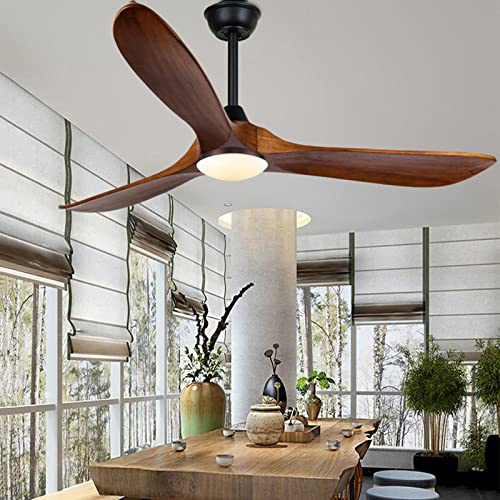 XSGDMN 52 Inch Outdoor Ceiling Fan for Patio, Farmhouse Wood Ceiling Fans with Lights, 3 Color Temperatures, Memory Function, Large Airflow Quiet DC Motor for Commercial