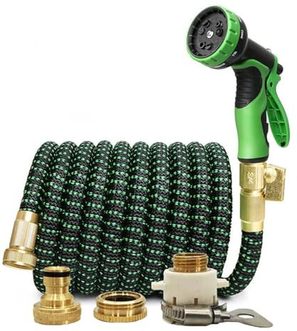 Tuyau d'arrosage Tuyau d'arrosage de jardin Tuyaux d'eau à double connecteur en métal à haute pression for le lavage de voiture d'irrigation de ferme de jardin(Color:Black green kit,Size:25FT-7.5M)