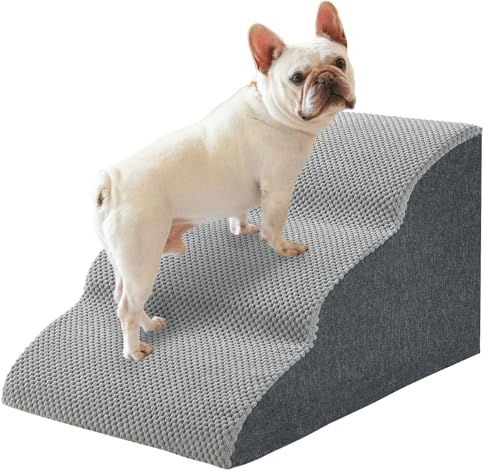 WGYTECH Hundetreppe Für Kleine Hunde 3 Stufen Haustiertreppe Katzentreppe für Sofa Bett Waschbar&rutschfest Abnehmbarer Bezug Hunderampe für Couch für Hunde und Katzen