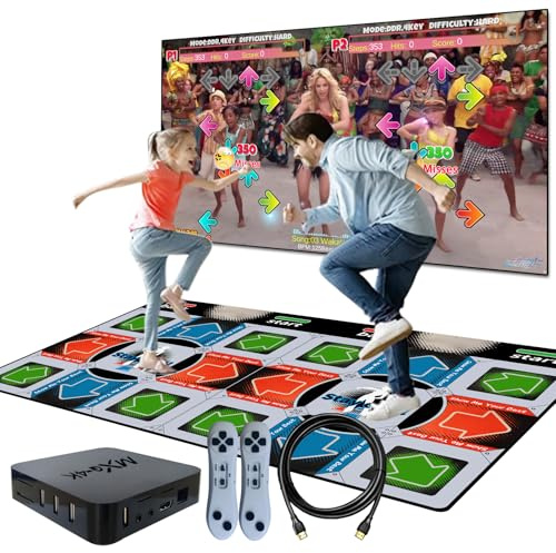 YRPRSODF Dansmatta spel för barn och vuxna, dubbel användare musikalisk dansmatta steg för TV, dans step pad dansmatta för träning och spel, presenter till pojkar och flickor ålder 3+